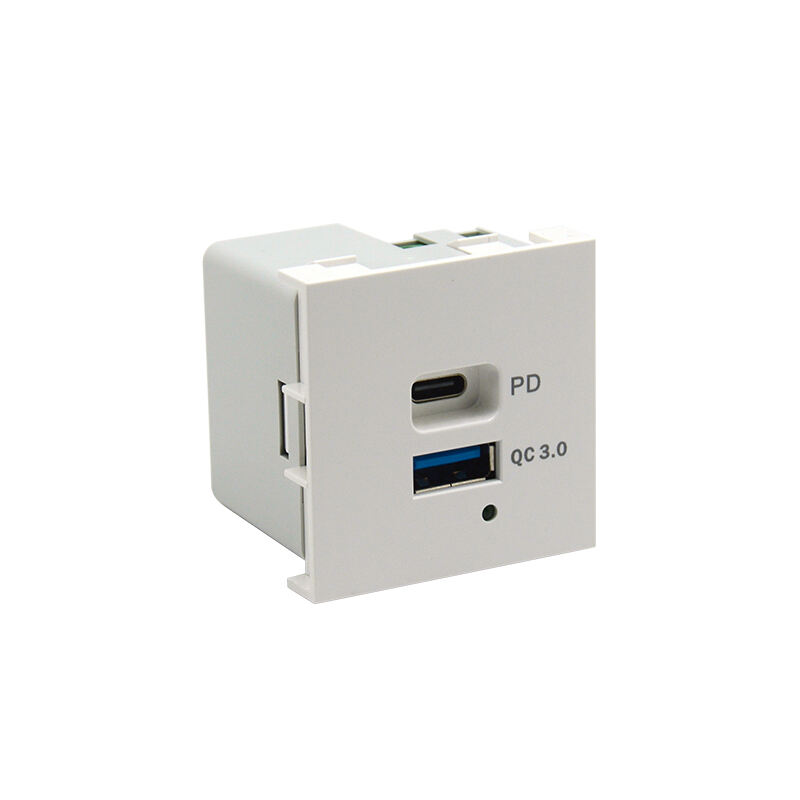 20W Dual Port Type A+C PD, QC3.0 Modular USB Charger Socket F21-QC3