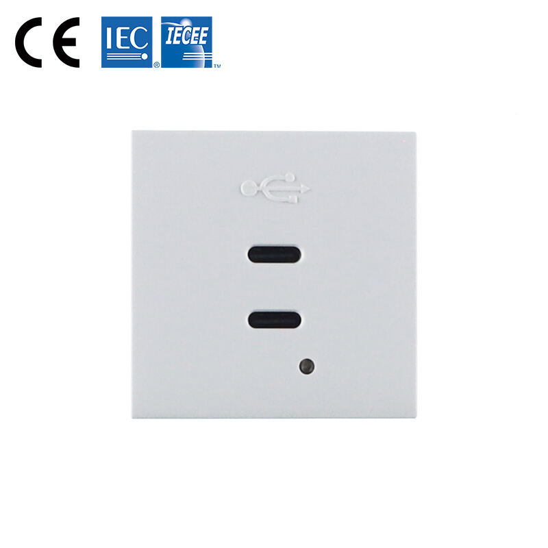 65W Dual Port Type C+C with PD Modular USB Charger Socket F21-QC8