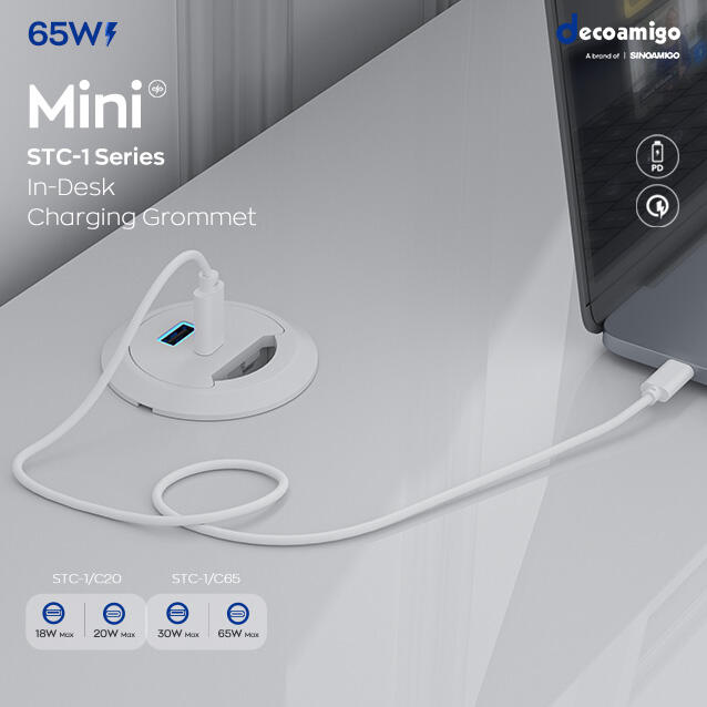 STC-1 Series Mini In-Desk Charging Grommet: Get organized, stay charged, with the power you need.