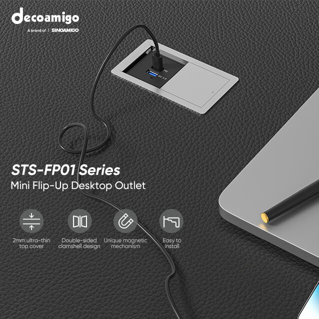 STS-FP01 Series Mini Flip-Up Desktop Outlet: Compact Elegance for Your Space