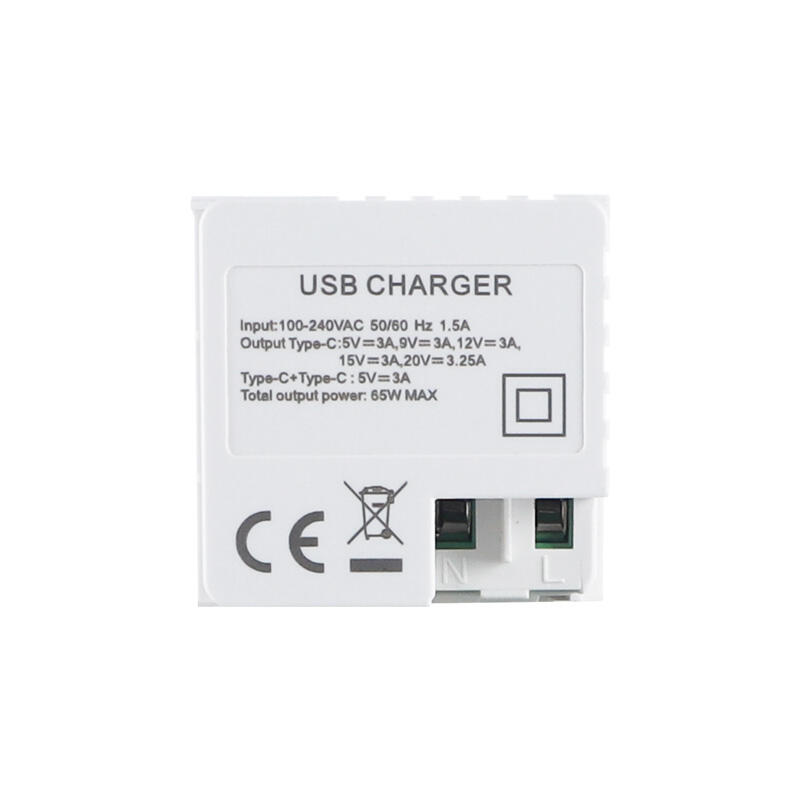 65W Dual Port Type C+C with PD Modular USB Charger Socket F21-QC8