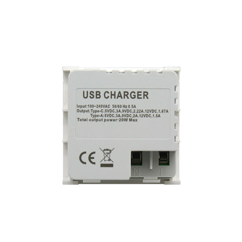 20W Dual Port Type A+C PD, QC3.0 Modular USB Charger Socket F21-QC3